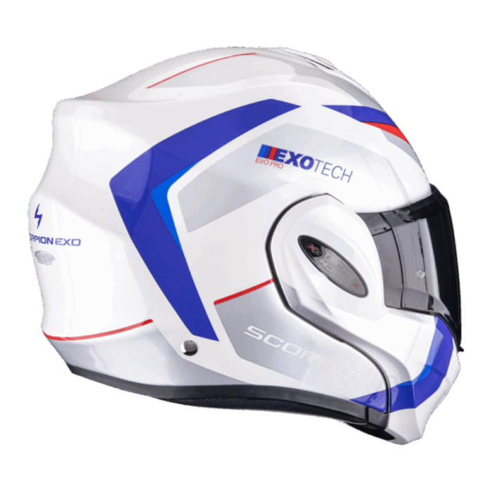 Casco Ribaltabile Scorpion Exo-tech Evo Pro Acuti Bianco Blu Rosso