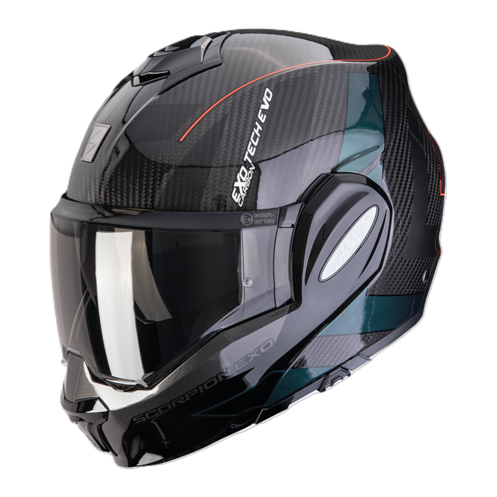 Casco Ribaltabile Scorpion Exo-tech Evo Carbon Cad Nero Verde