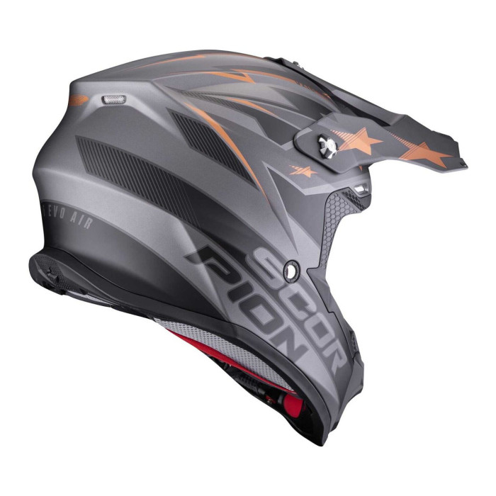 Casco Motocross Scorpion Vx-16 Evo Air Patriot Argento Nero Rame
