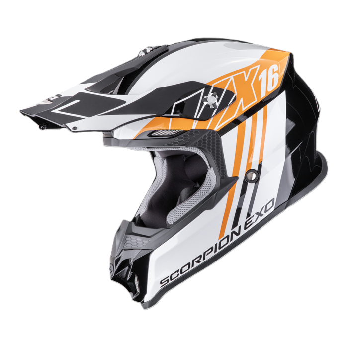 Casco Motocross Scorpion Vx-16 Evo Air Lignes Nero Arancione