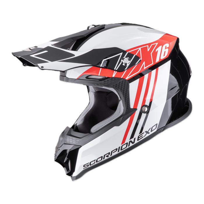 Casco Motocross Scorpion Vx-16 Evo Air Lignes Nero Rosso