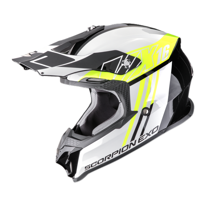 Casco Motocross Scorpion Vx-16 Evo Air Lignes Nero Neon Giallo