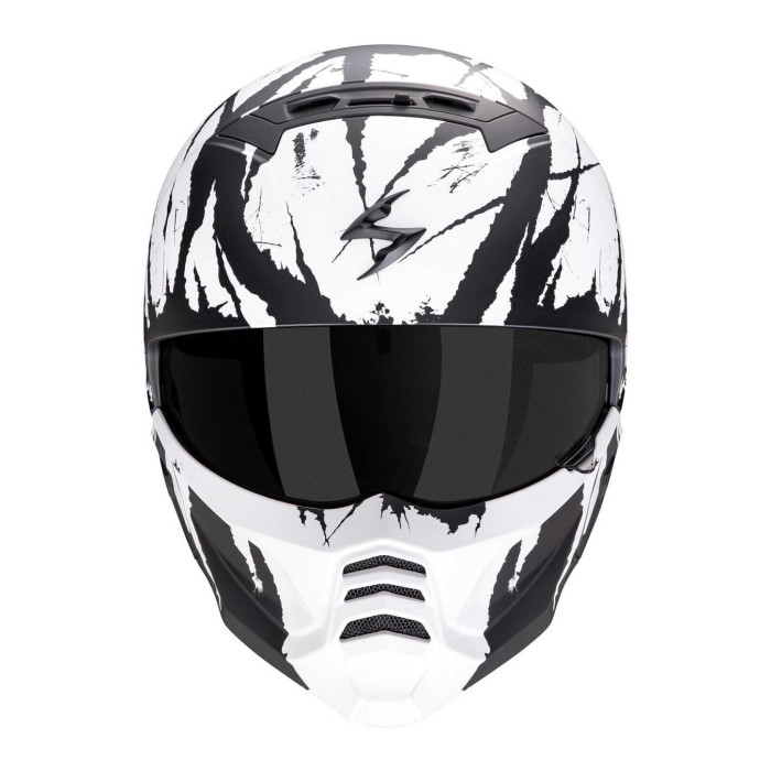 Casco Modulabile Scorpion Exo-combat II Marauder Nero Opaco Bianco