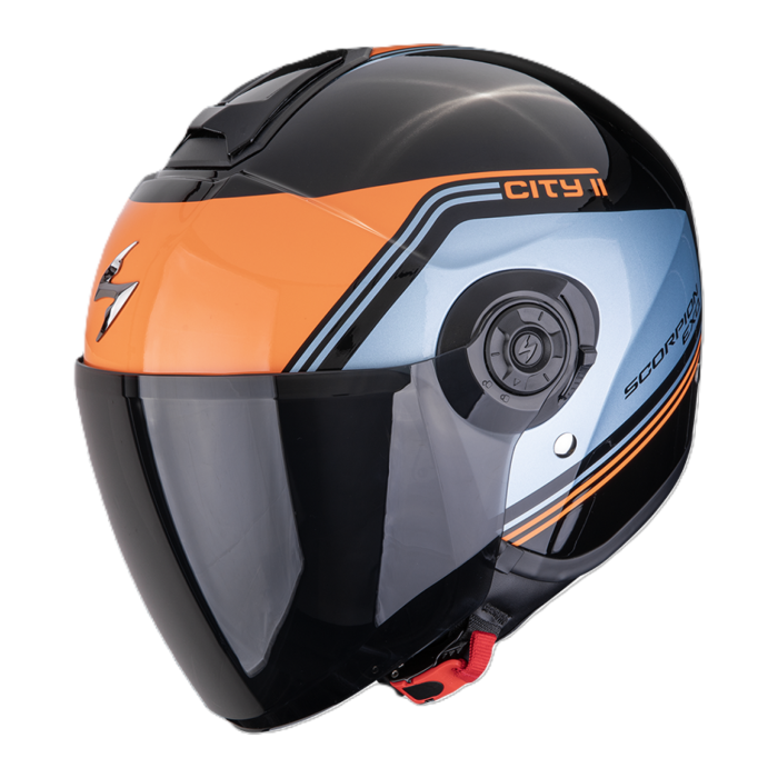 Casco Jet Scorpion Exo-city II Vita Nero Blu Arancio
