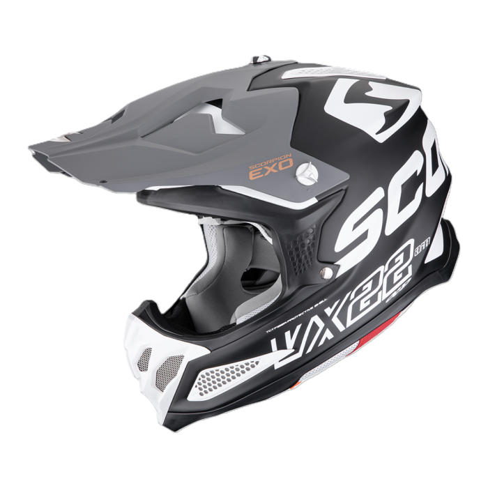 Casco Cross Scorpion Vx-22 Air Updown Matt Nero Bianco Gri