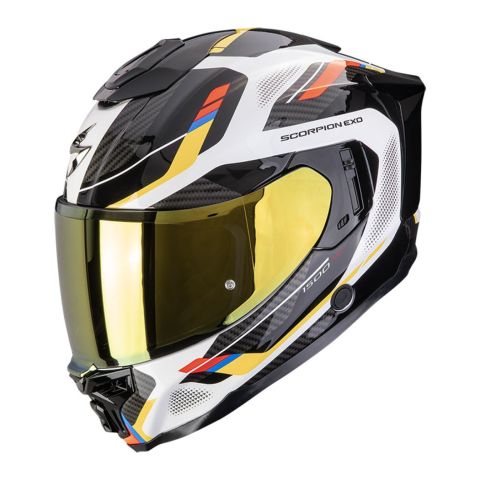 Casco Integrale Scorpion Exo-1500 Air Sleek Bianco Blu Giallo