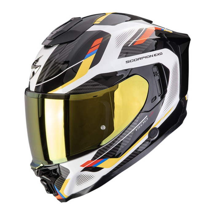 Casco Integrale Scorpion Exo-1500 Air Sleek Bianco Blu Giallo