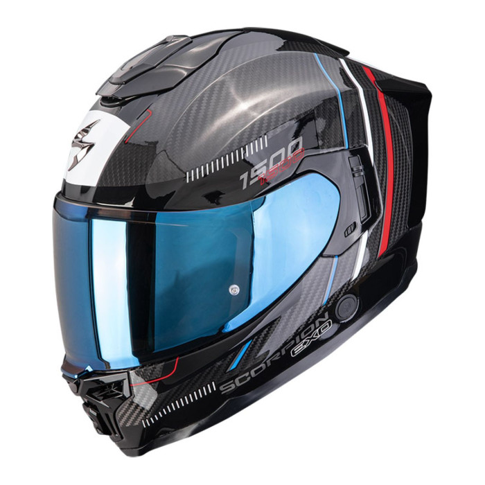 Casco Integrale Scorpion Exo-1500 Carbon Air Zity Nero Rosso Blu