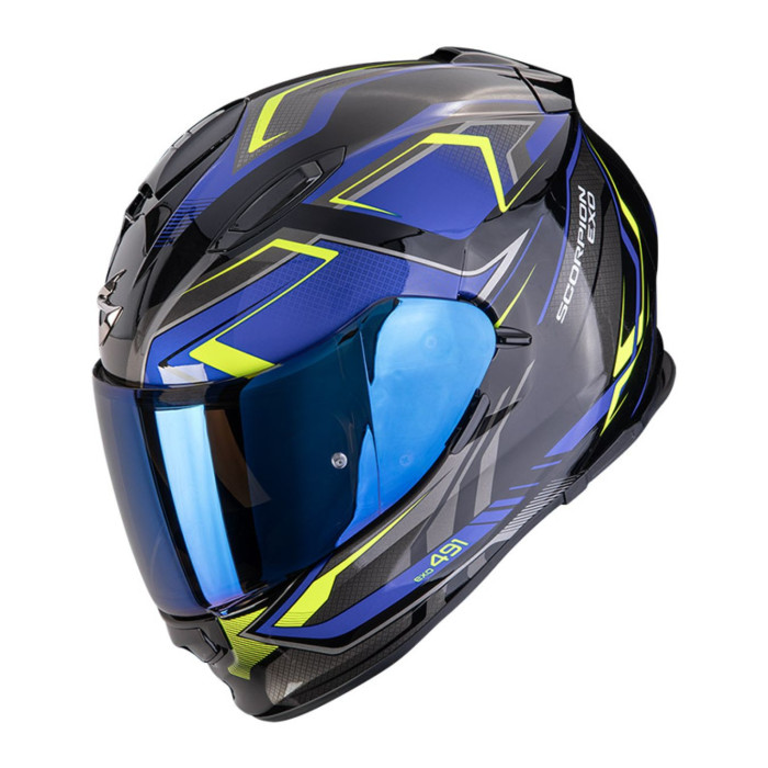 Casco Integrale Scorpion Exo-491 Zumo Nero Blu Giallo Neon