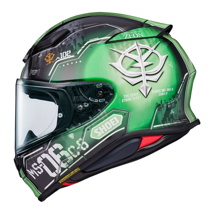 Casco Integrale ShoeiNxr2 Ms-06c-6 Zaku II TC4 Verde Nero