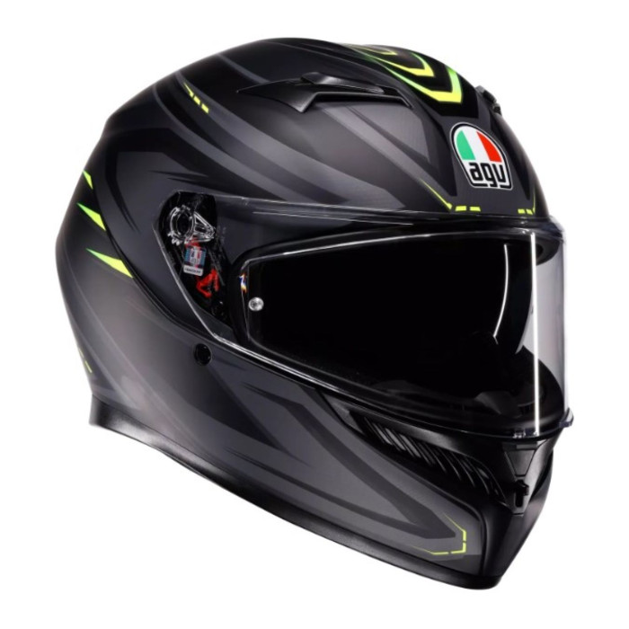 Casco Integrale Agv K3 E2206 Mplk Syth Matt Black/yellow Fl