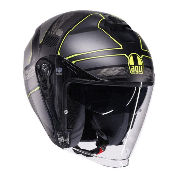 Casco Agv IridesE2206 Zagabria Matt Grey/yellow Fluo