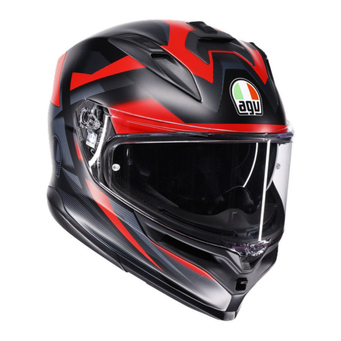 Casco Integrale Agv K7 In Fibra E2206 Glimpse Matt Black/red