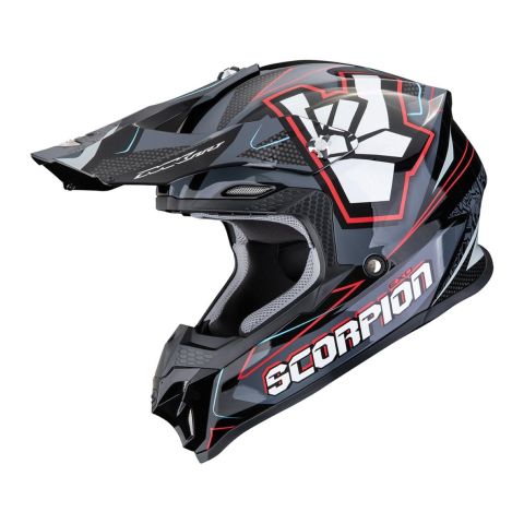 Casco Off Road Scorpion Vx-16 Evo Air Rok Nero Grigio Rosso