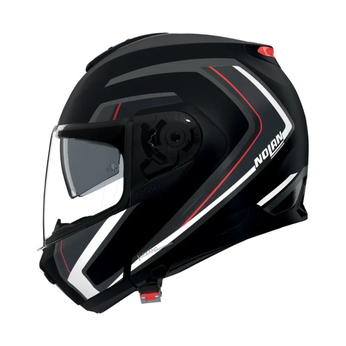 Casco Modulare Nolan N100-6 Radiante Nero Argento Rosso