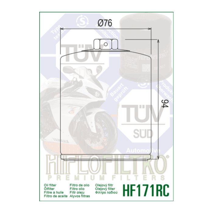Filtro Olio Hiflo Hf171brc Racing Buell/h.d. Nero
