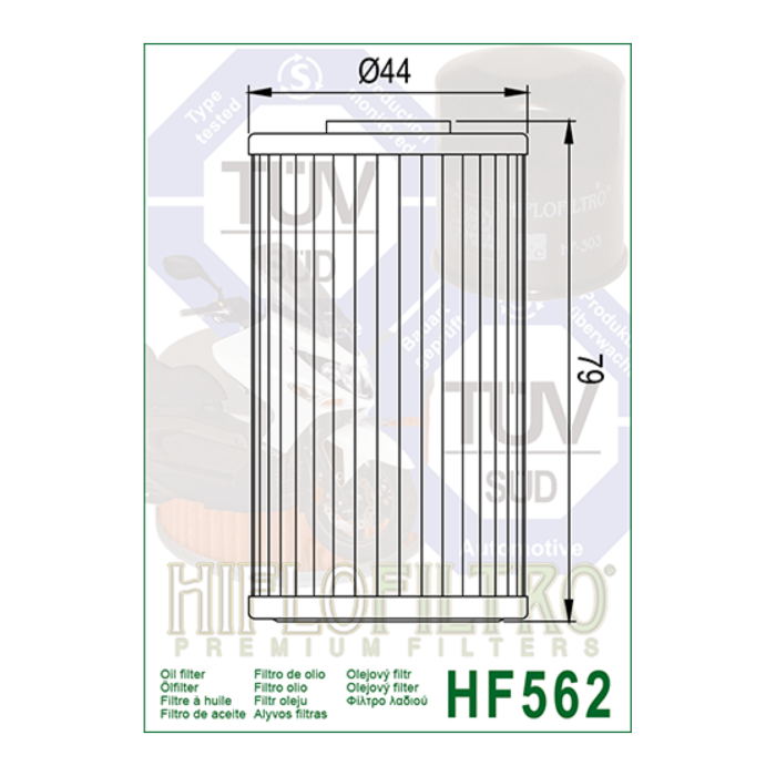 Filtro Olio Hiflo Hf562 Kymco Dink 125/ 200 06- Grandink 125/150