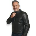 Bubu negro Msk chaqueta de cuero suave