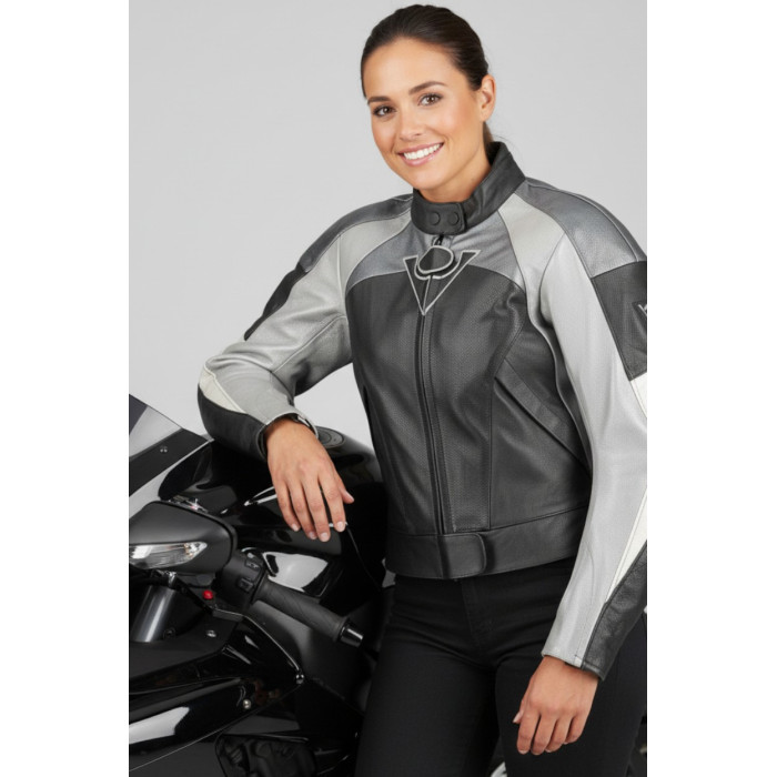 Chaqueta de cuero mujer Rev'it Viper Gris Fant