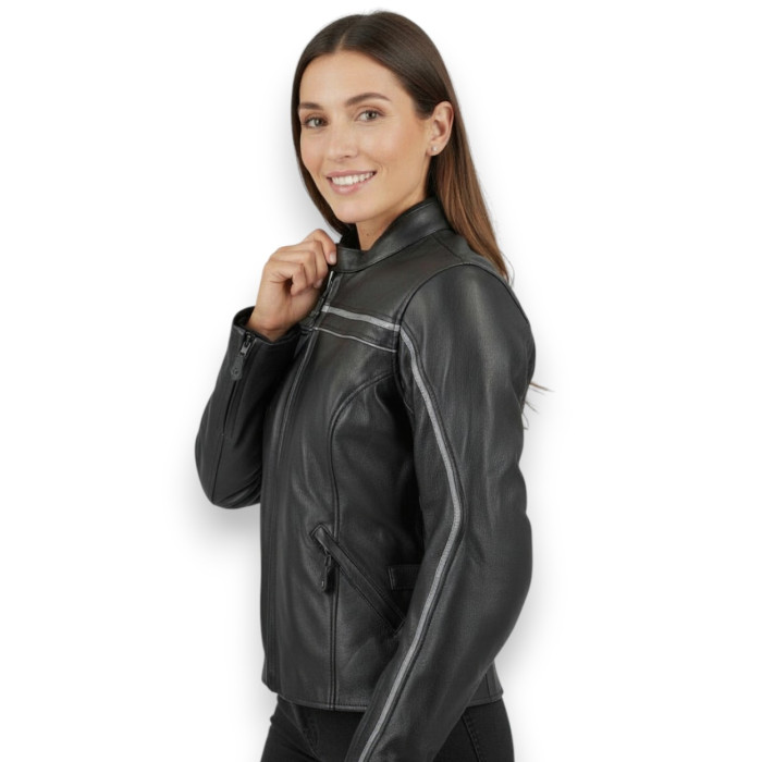 Damen Lederjacke Jofama Mod. Vis A Vis Schwarz