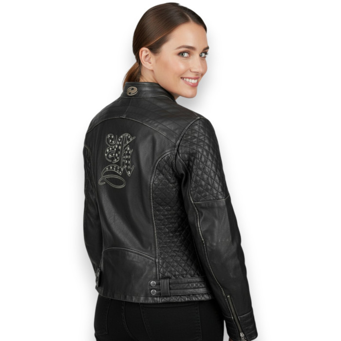 Veste Femme En Cuir Souple Held Asphalte Queen Noir