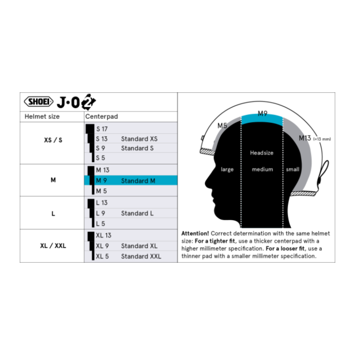 Shoei J-o2 Center Pad M9