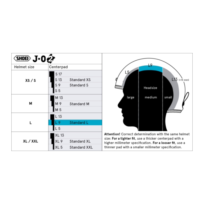 Shoei J-o2 Center Pad L9