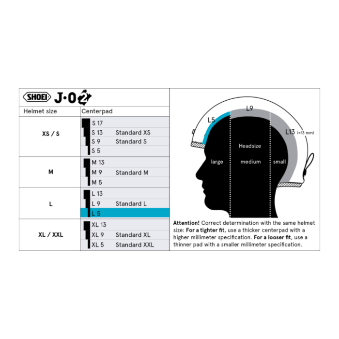 Shoei J-o2 Center Pad L5