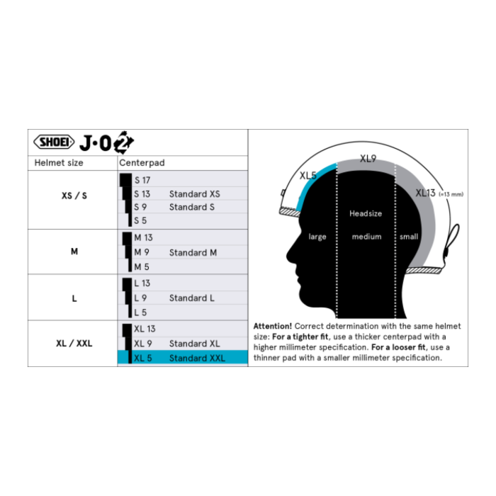 Shoei J-o2 Center Pad Xl5