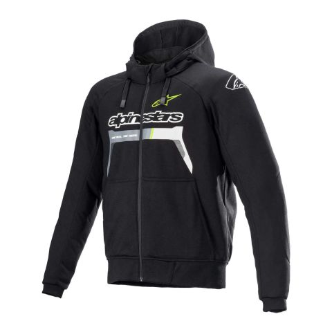 Felpa Casual Alpinestars Chrome Ignition Hoodie Black Yellow Fluo
