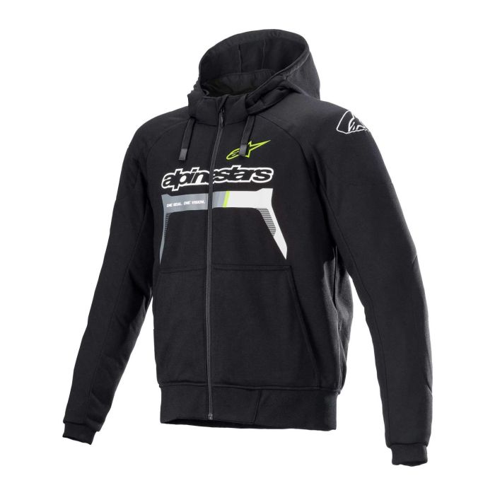 Felpa Casual Alpinestars Chrome Ignition Hoodie Black Yellow Fluo