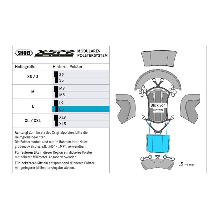 Shoei Type-p Calotta Interna Rear L5 (x-spro Pro)