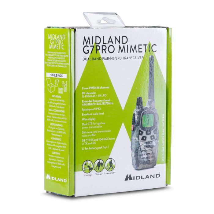Midland G7pro Mimetica 1radio+1caricatore Muro+4 Batterie 1800mah
