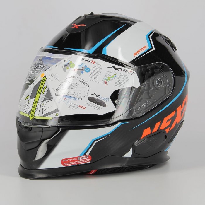 Casque intégral Carbon Nexx X.t1 Carbon Raptor White Orange