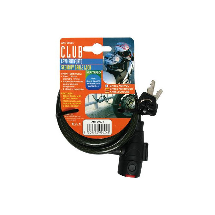 Cavo Antifurto Moto Club  12mmx180cm