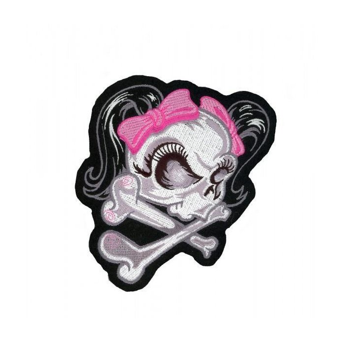 Patch Ricamata Lethal Threat Girl Skull Pink