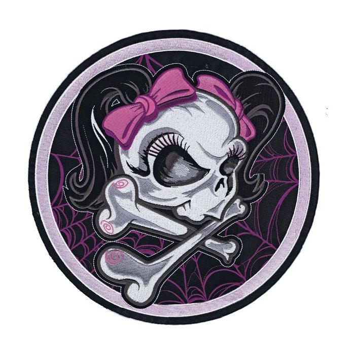 Patch Ricamata Lethal Threat Girl Skull Web