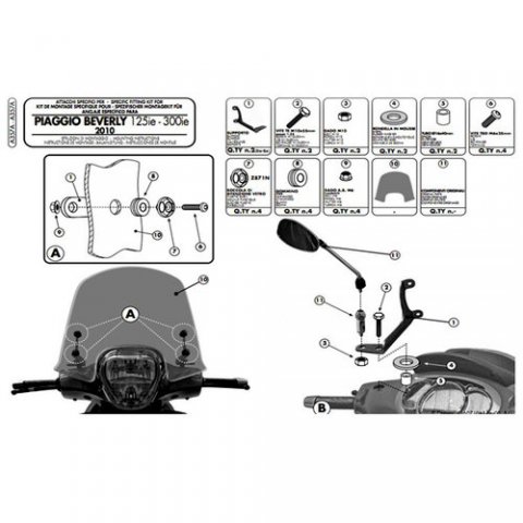 Attacchi Piaggio Beverly 125ie 300ie Givi Cod. A357a