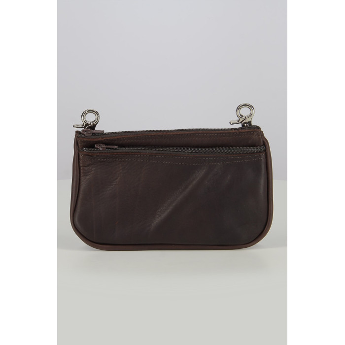 Borsello Da Gamba In  Morbida Pelle Con Moschettoni Marrone