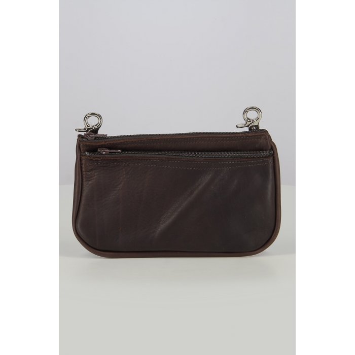 Borsello Da Gamba In  Morbida Pelle Con Moschettoni Marrone