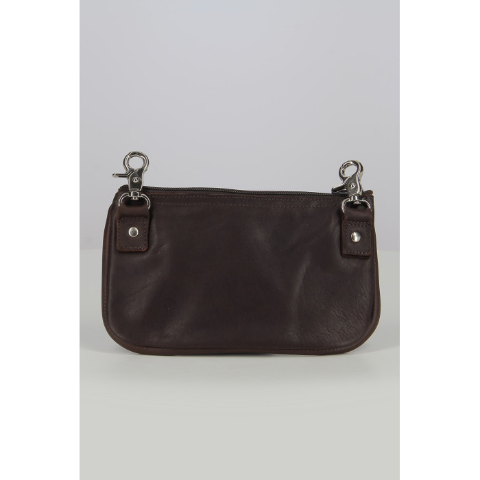 Borsello Da Gamba In  Morbida Pelle Con Moschettoni Marrone