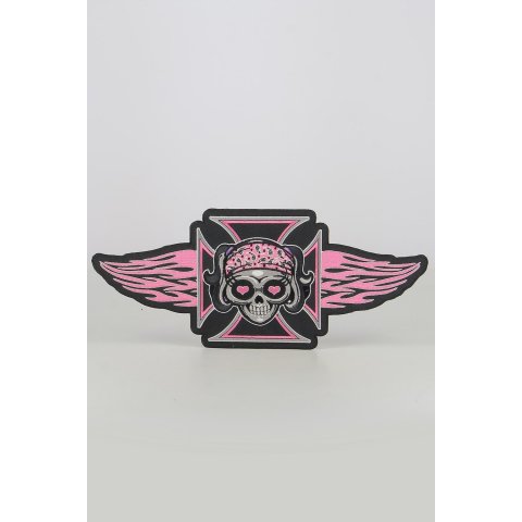Patch Ricamata Lethal Threat Pink Iron Cross