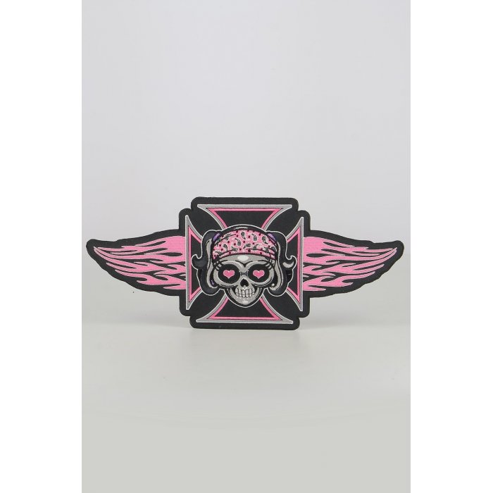 Patch Ricamata Lethal Threat Pink Iron Cross