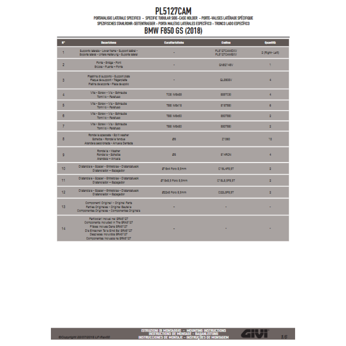 Givi Portav.lat. Bmw F850gs 2018 Per Outback