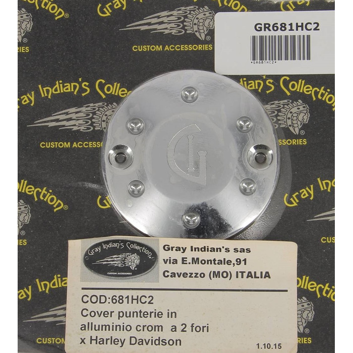 Carter Copertura Punterie Harley Davidson Gray Indian's Cromato 2 Fori