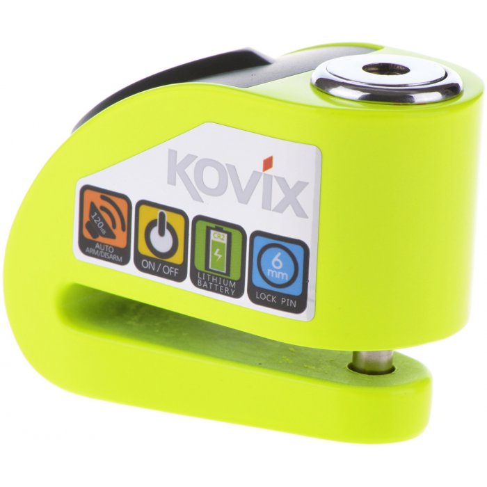 Bloccadisco Sonoro Kovix Kd6 Perno 6mm Verde Fluo