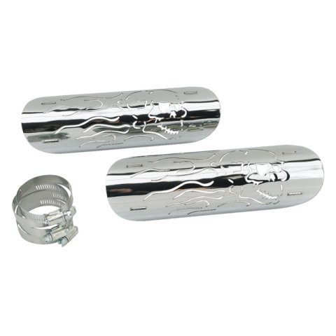 Paracalore Per Scarichi Cromato Flaming Skull