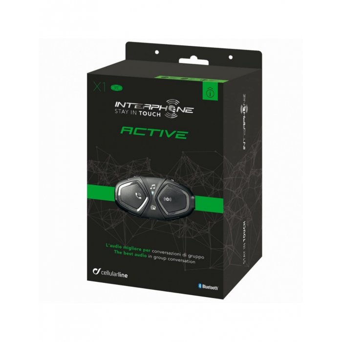 Interphone Active Pack Singolo - Interfono Per Moto Bluetooth