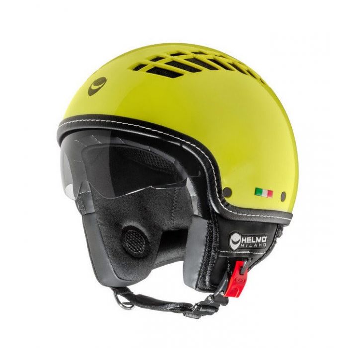 Casco Traforato Helmo Viacolvento Giallo Fluo Griglia Nera