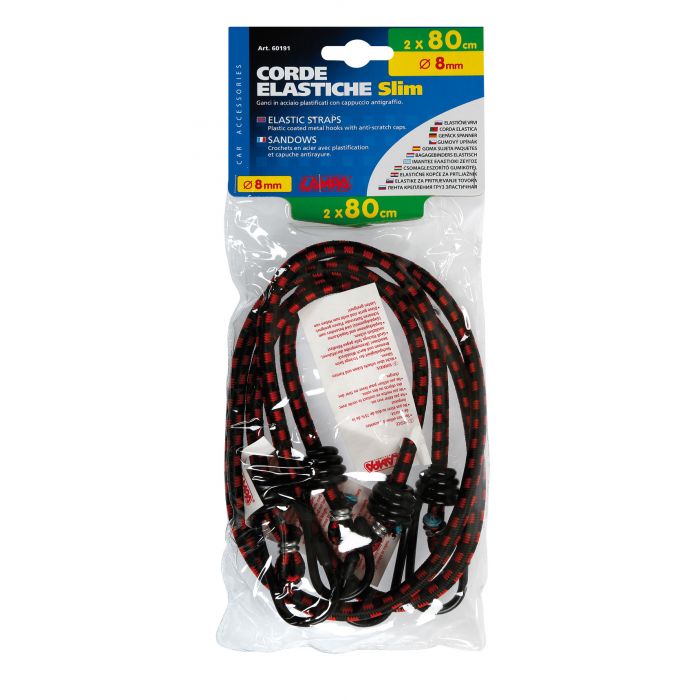 Coppia Corde Elastiche Cm. 80 Slim 8mm Lampa 60191